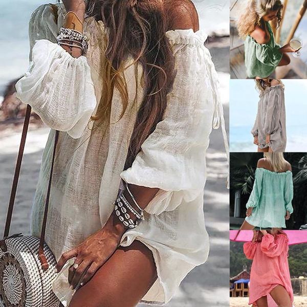women's swimwear 2021 women swimsuit cover up sleeve kaftan beach tunic dress kimono robe de plage solid pareo off shoulder beachwear b, White;black
women's swimwear 2021 women swimsuit cover up sleeve kaftan beach tunic dress kimono robe de plage solid pareo off shoulder beachwear b, White;black