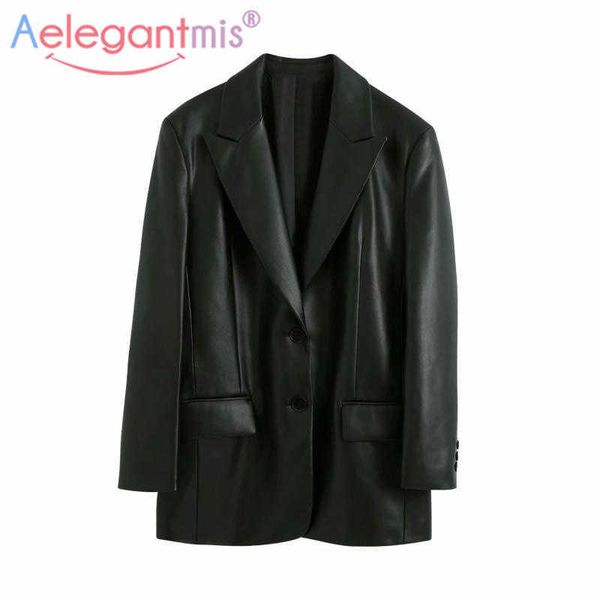 aelegantmis women pu leather jacket vintage pockets high street female coat streetwear soft cool 210607, Black
aelegantmis women pu leather jacket vintage pockets high street female coat streetwear soft cool 210607, Black