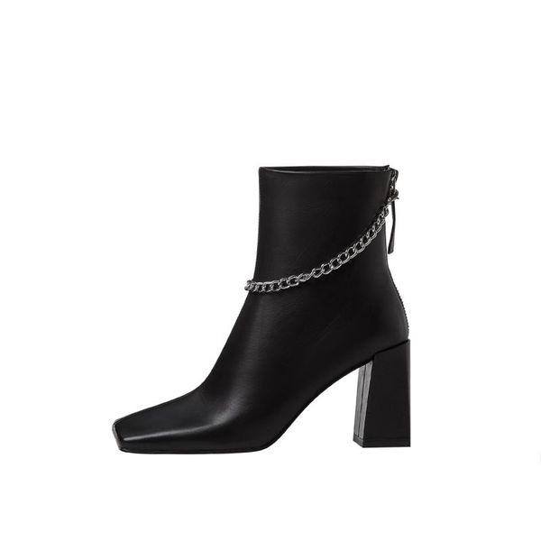 boots mkkhou fashion short women 2021 winter leather square head chain decoration thick heel 7cm high, Black
boots mkkhou fashion short women 2021 winter leather square head chain decoration thick heel 7cm high, Black