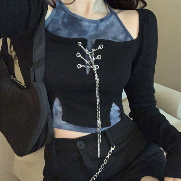 party dresses t-shirt female sweet cool girl off shoulder fake two piece chain tight inside with long sleeve spring base coat 5k8j, White;black
party dresses t-shirt female sweet cool girl off shoulder fake two piece chain tight inside with long sleeve spring base coat 5k8j, White;black
