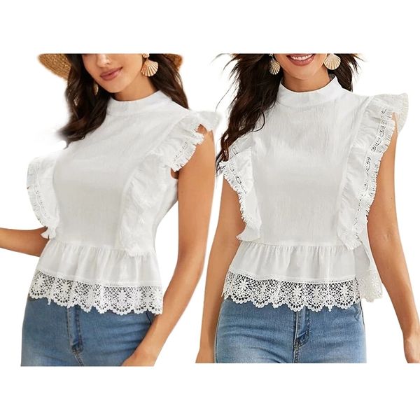 women's tanks & camis vest lace sleeveless ruffle ladies retro perspective halter bandage thc2, White
women's tanks & camis vest lace sleeveless ruffle ladies retro perspective halter bandage thc2, White