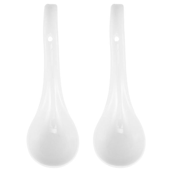 spoons 2pcs household ceramic soup dessert home tableware (white) 
spoons 2pcs household ceramic soup dessert home tableware (white)