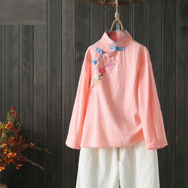 spring autumn folk style women long sleeve loose tshirt vintage floral embroidery stand collar button tee shirt femme d459 210608, White
spring autumn folk style women long sleeve loose tshirt vintage floral embroidery stand collar button tee shirt femme d459 210608, White