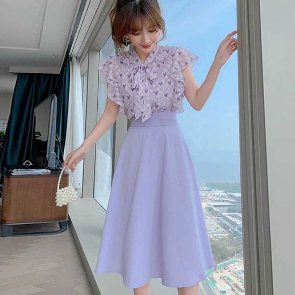 summer women two piece set elegant chiffon ruffles bow tie shirt + high waist big swing long skirt outfit 210526, White
summer women two piece set elegant chiffon ruffles bow tie shirt + high waist big swing long skirt outfit 210526, White