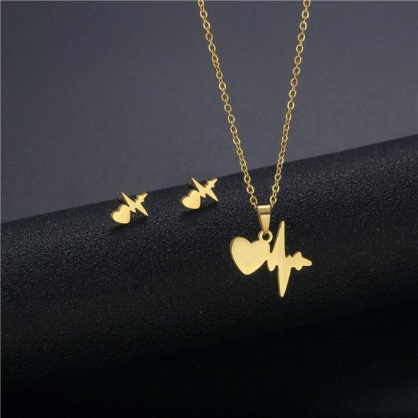 stainless steel heart wave ecg heartbeat cardiogram pendant chain necklace sets choker for women collier femme jewelry necklaces, Silver
stainless steel heart wave ecg heartbeat cardiogram pendant chain necklace sets choker for women collier femme jewelry necklaces, Silver