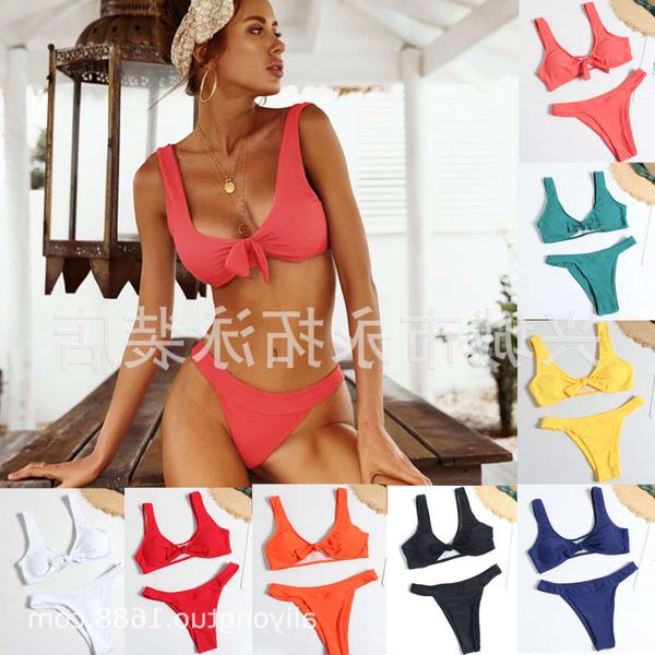 the bikini women's nylon solid color chest knot bikini split swimsuit female, White;black
the bikini women's nylon solid color chest knot bikini split swimsuit female, White;black