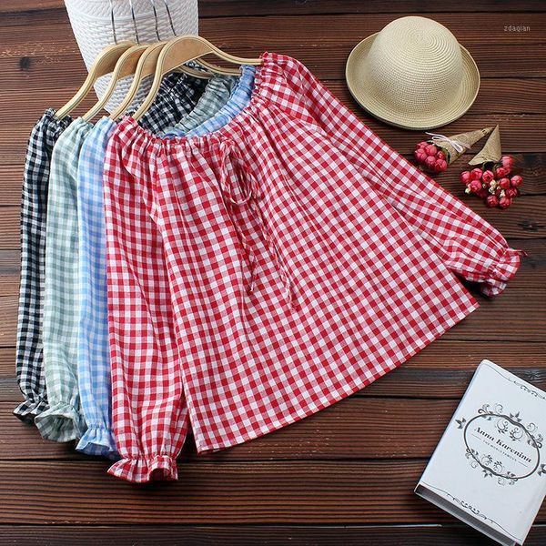 women 2021 spring autumn fashion long sleeve plaid shirts female loose bottoming ladies slash neck lace-up blouses v937 women's &, White
women 2021 spring autumn fashion long sleeve plaid shirts female loose bottoming ladies slash neck lace-up blouses v937 women's &, White