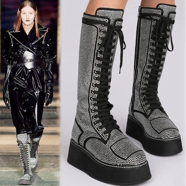 boots autumn platform shoes women shiny rhinestone winter party mid-calf fashion lace-up botas de mujer 2021, Black
boots autumn platform shoes women shiny rhinestone winter party mid-calf fashion lace-up botas de mujer 2021, Black