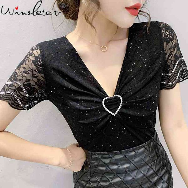 women's t-shirt summer european clothes mesh chic v-neck women short sleeve shiny diamonds love all match tees t15202a j, White
women's t-shirt summer european clothes mesh chic v-neck women short sleeve shiny diamonds love all match tees t15202a j, White