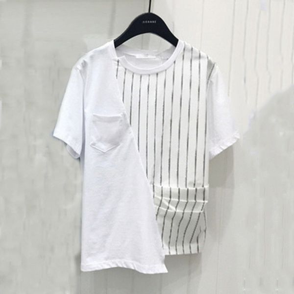 chic striped patchwork o-neck woman tshirts fashion pocket designed casual tee summer short sleeve ropa mujer 210514, White
chic striped patchwork o-neck woman tshirts fashion pocket designed casual tee summer short sleeve ropa mujer 210514, White
