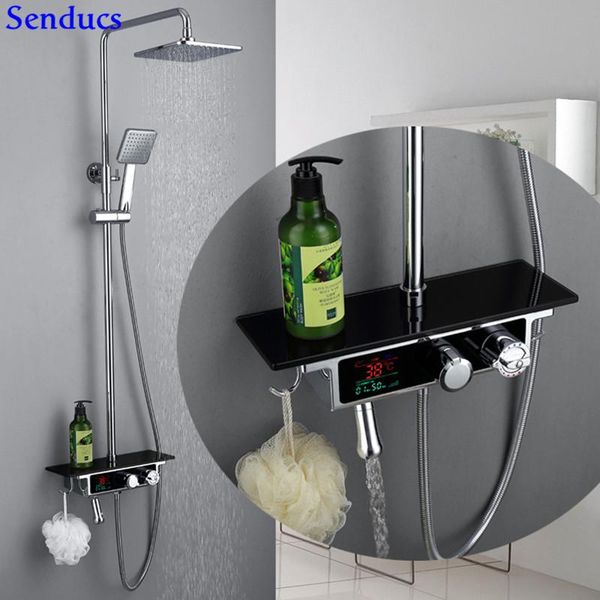 senducs led digital shower set ly design brass bathroom faucet square abs head themostatic sets
senducs led digital shower set ly design brass bathroom faucet square abs head themostatic sets