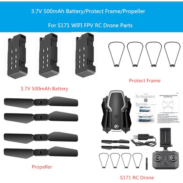 s171 wifi fpv drone with 4k hd camera rc quadcopter drone s171 parts 3.7v 500mah battery propeller protect frame s171 blades
s171 wifi fpv drone with 4k hd camera rc quadcopter drone s171 parts 3.7v 500mah battery propeller protect frame s171 blades