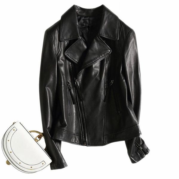 women's leather & faux spring autumn real women jacket genuine motorcyle natural sheepskin female coat a016, Black
women's leather & faux spring autumn real women jacket genuine motorcyle natural sheepskin female coat a016, Black