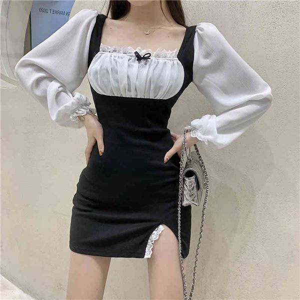 lucyever autumn contrast dresses for women slash neck lace patchwork mini dress woman lantern sleeve bow dress lady 210521, Black;gray
lucyever autumn contrast dresses for women slash neck lace patchwork mini dress woman lantern sleeve bow dress lady 210521, Black;gray