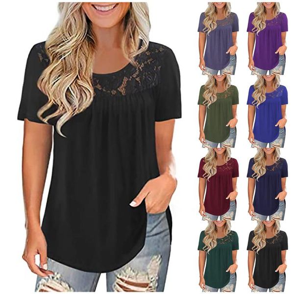 women's t-shirt women fashion lace solid splicing o-neck short sleeve 5xl plus size loose tees color camisetas mujer, White
women's t-shirt women fashion lace solid splicing o-neck short sleeve 5xl plus size loose tees color camisetas mujer, White