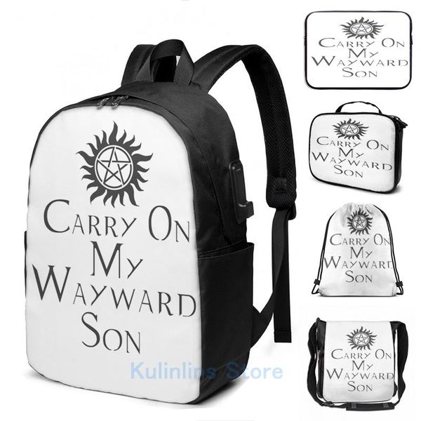 backpack funny graphic print carry on my wayward son usb charge men school bags women bag travel laptop
backpack funny graphic print carry on my wayward son usb charge men school bags women bag travel laptop