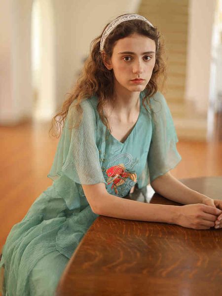 casual dresses women summer mori girls fish embroidery midi korean fashion beach boho irregular blue chiffon gcii, Black;gray
casual dresses women summer mori girls fish embroidery midi korean fashion beach boho irregular blue chiffon gcii, Black;gray