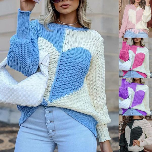 women's sweaters ladies elegant slim o neck love printed patchwork fall winter fashion knitted long sleeves casual women loose, White;black
women's sweaters ladies elegant slim o neck love printed patchwork fall winter fashion knitted long sleeves casual women loose, White;black