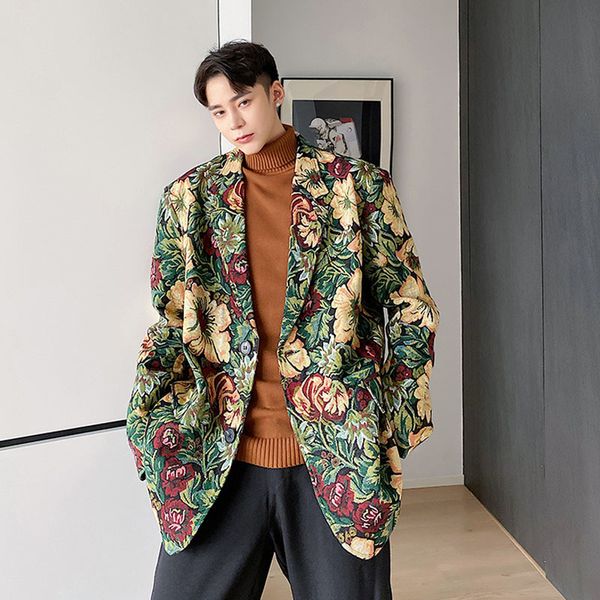 men's suits & blazers men vintage flower pattern casual loose jacket male streetwear coat outerwear stage clothing tf1m, White;black
men's suits & blazers men vintage flower pattern casual loose jacket male streetwear coat outerwear stage clothing tf1m, White;black