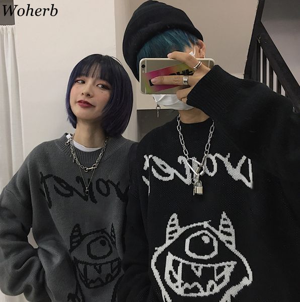 harajuku autumn winter women man sweater pullover cartoon jacquard sweaters jumper thick casual streetwear 210417, White;black
harajuku autumn winter women man sweater pullover cartoon jacquard sweaters jumper thick casual streetwear 210417, White;black