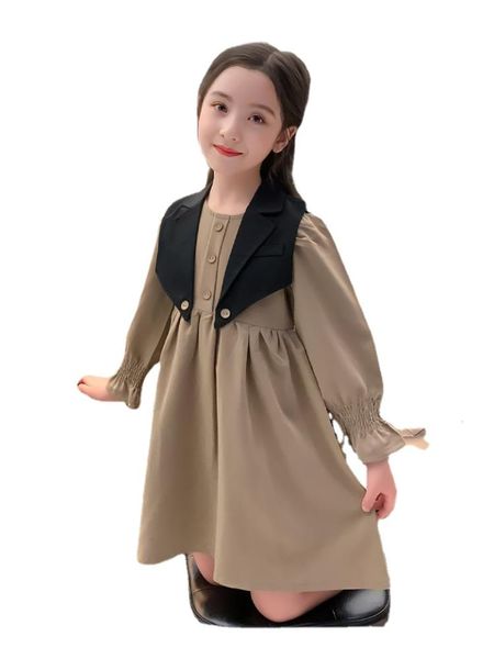 girl's dresses kids casual teens girls princess costume khaki dress black vest children clothing 4 to 14 years party wedding vestidos, Red;yellow
girl's dresses kids casual teens girls princess costume khaki dress black vest children clothing 4 to 14 years party wedding vestidos, Red;yellow