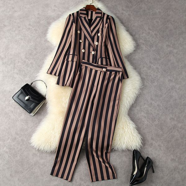 european and american women's wear new autumn 2022 long-sleeved double-breasted striped coat haroun pants fashion suits, White
european and american women's wear new autumn 2022 long-sleeved double-breasted striped coat haroun pants fashion suits, White