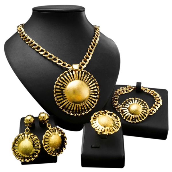 yulaili big round shape pendant chain necklace earrings bracelet ring dubai gold jewelry sets for women wedding party accessory, Black
yulaili big round shape pendant chain necklace earrings bracelet ring dubai gold jewelry sets for women wedding party accessory, Black