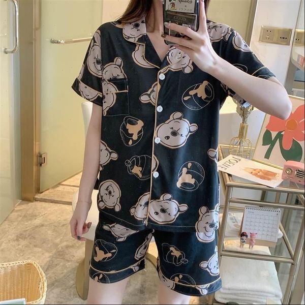 pajamas short sleeve loungewear womens sleepwears satin pyjamas cartoon summer home wear ladies silk nightwear set, Black;red
pajamas short sleeve loungewear womens sleepwears satin pyjamas cartoon summer home wear ladies silk nightwear set, Black;red