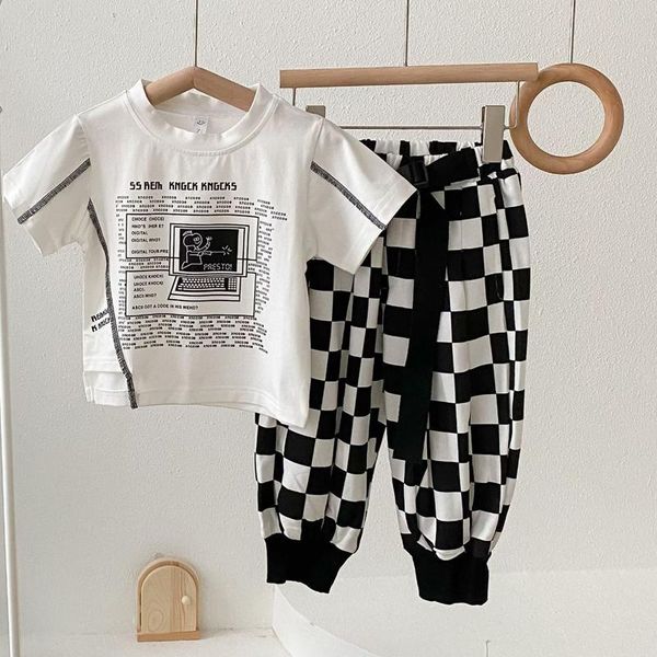 clothing sets children set girl suit 2021 summer fashion boys 2 pieces outfit short sleeve printed t-shirt + plaid pants kids, White
clothing sets children set girl suit 2021 summer fashion boys 2 pieces outfit short sleeve printed t-shirt + plaid pants kids, White