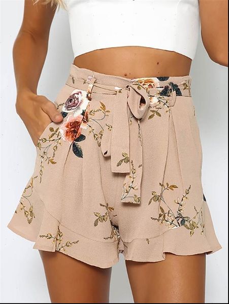 shorts women floral print short femme summer style loose belt casual thin mid womens plus size, White;black
shorts women floral print short femme summer style loose belt casual thin mid womens plus size, White;black