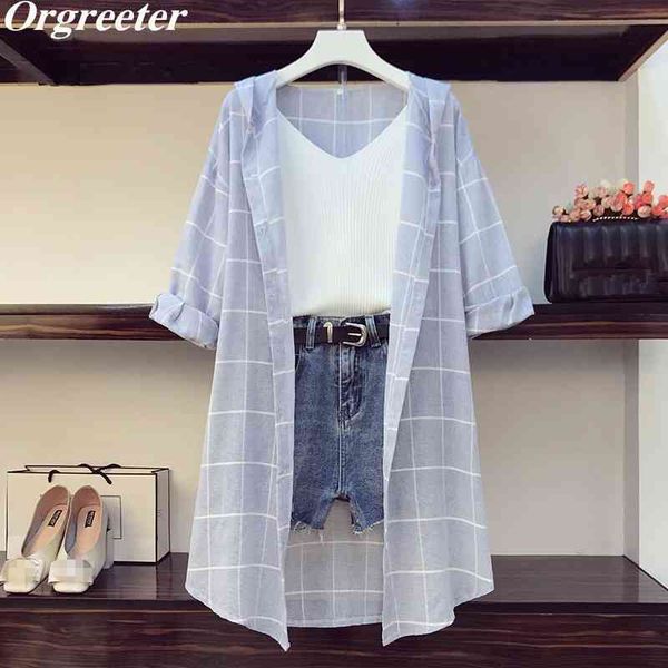 arrival casual 3 piece set women 3/4 sleeve plaid long hoodies sunscreen shirts + knitted vest hole denim short sets 210525, White
arrival casual 3 piece set women 3/4 sleeve plaid long hoodies sunscreen shirts + knitted vest hole denim short sets 210525, White