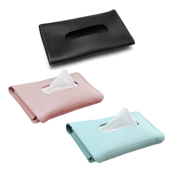 pcs car tissue box towel sets sun visor pu leather holder boxes & napkins