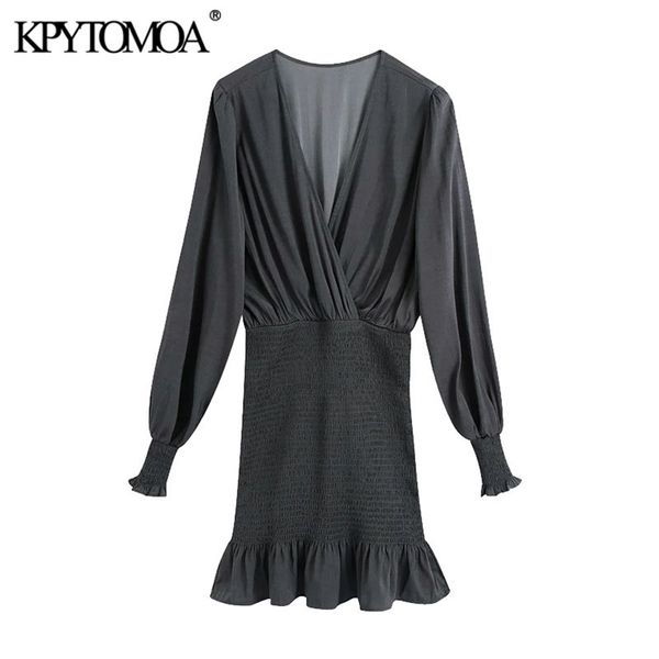 women chic fashion elastic smocked hem ruffled mini dress vintage v neck long sleeve female dresses vestidos mujer 210420, Black;gray
women chic fashion elastic smocked hem ruffled mini dress vintage v neck long sleeve female dresses vestidos mujer 210420, Black;gray
