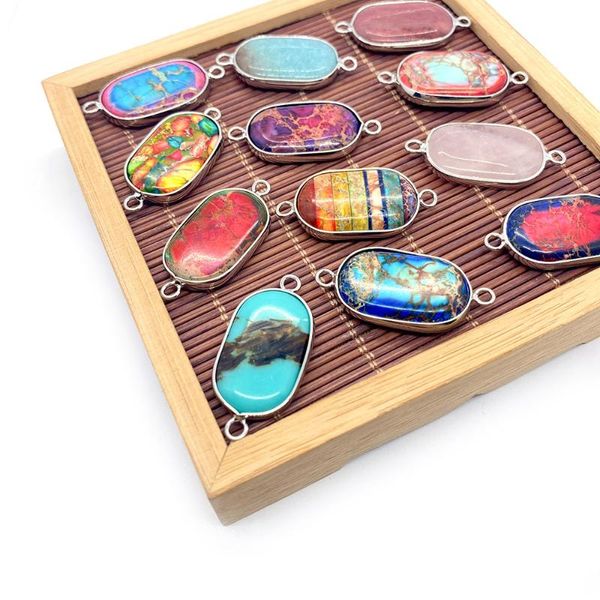 charms natural stone pendant necklace oval seven-color rainbow double hole edging exquisite fashion jewelry making, Bronze;silver
charms natural stone pendant necklace oval seven-color rainbow double hole edging exquisite fashion jewelry making, Bronze;silver