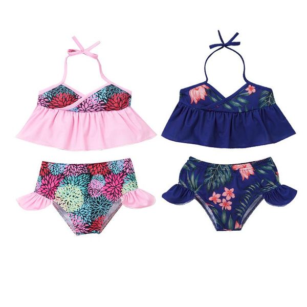 children floral printed split swimsuit set kids girls sleeveless backless v-neck bikini + panties with ruffles swimwear for 2-7y one-pieces, Black
children floral printed split swimsuit set kids girls sleeveless backless v-neck bikini + panties with ruffles swimwear for 2-7y one-pieces, Black