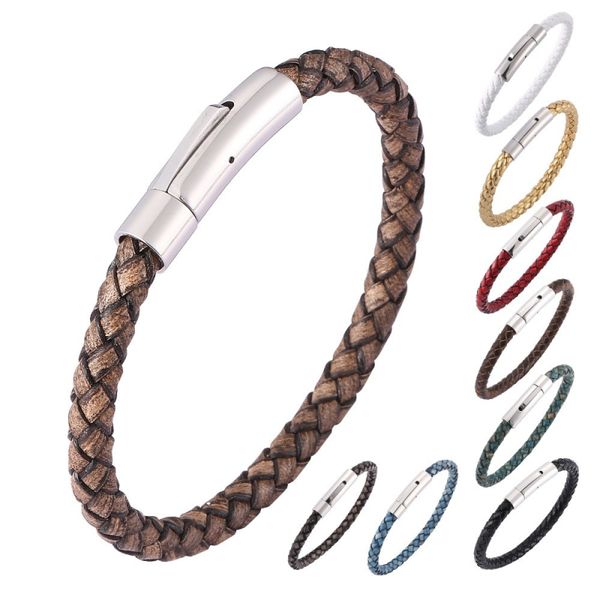 america and europe popular colorful retro style leather cuff bracelet stainless steel button buckle bracelets for man and woman, White
america and europe popular colorful retro style leather cuff bracelet stainless steel button buckle bracelets for man and woman, White