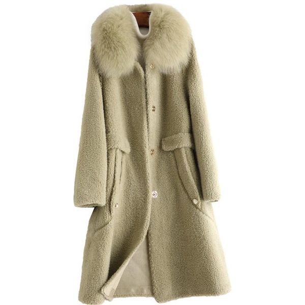 women's fur & faux genuine wool blend coat collar winter women outerwear overcoat lf2122, Black
women's fur & faux genuine wool blend coat collar winter women outerwear overcoat lf2122, Black