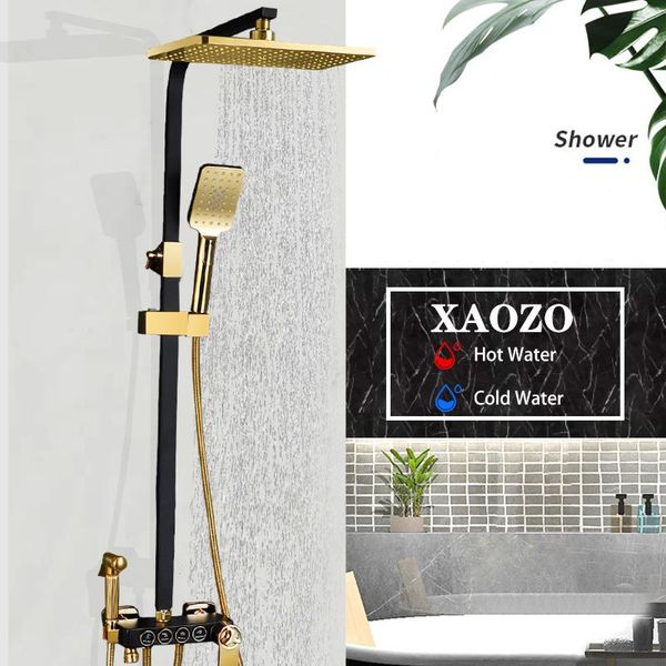 bathroom brass shower set black gold white bottun press rain head bath mixer with hand faucet rainfall sets
bathroom brass shower set black gold white bottun press rain head bath mixer with hand faucet rainfall sets