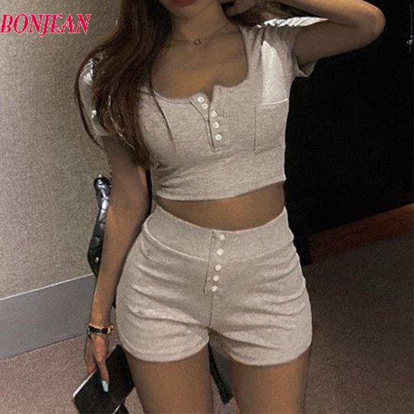 women's tracksuits biker shorts set short navel tight short-sleeved t-shirt + high waist sportssuit two piece sweat suits women, Gray
women's tracksuits biker shorts set short navel tight short-sleeved t-shirt + high waist sportssuit two piece sweat suits women, Gray