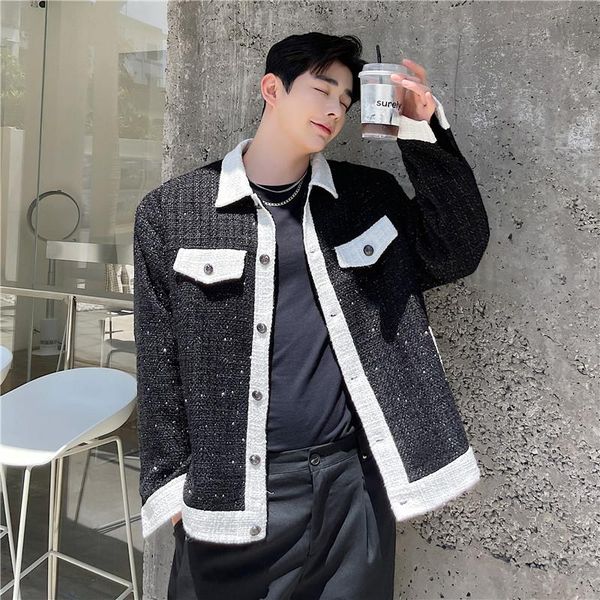 men's jackets 2021 autumn winter korean style unique black white mixed colors men casual loose woolen jacket men,m-xl, Black;brown
men's jackets 2021 autumn winter korean style unique black white mixed colors men casual loose woolen jacket men,m-xl, Black;brown