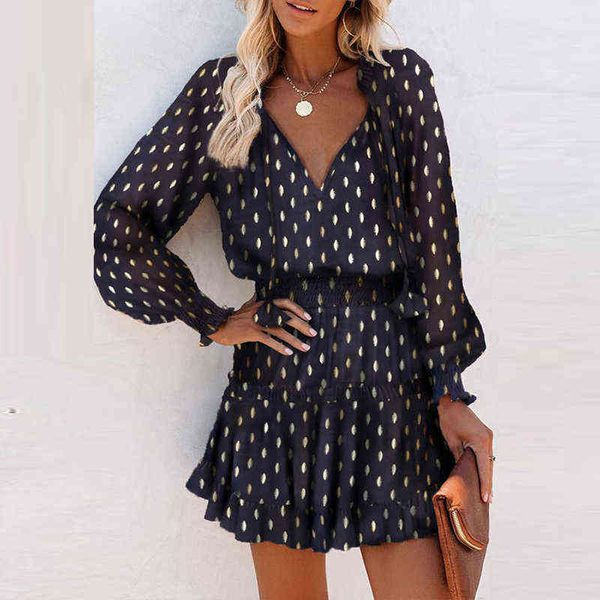women casual v neck long sleeve dot slim mini dress vestidos 2022 autumn fashion elegant dress winter tunic pleated party dress y1204, Black;gray
women casual v neck long sleeve dot slim mini dress vestidos 2022 autumn fashion elegant dress winter tunic pleated party dress y1204, Black;gray