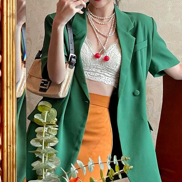 women's suits & blazers retro spring and summer 2021 short-sleeved green suit jacket thin temperament fashion casual small, White;black
women's suits & blazers retro spring and summer 2021 short-sleeved green suit jacket thin temperament fashion casual small, White;black