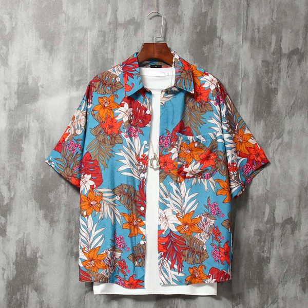 men's casual shirts shirt short sleeve flowered men and women's western couple's fashion loose trend handsome thin style very, White;black
men's casual shirts shirt short sleeve flowered men and women's western couple's fashion loose trend handsome thin style very, White;black