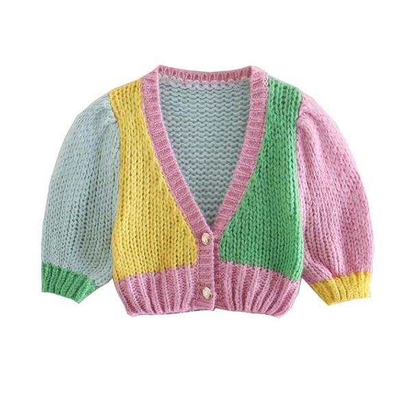 women's knits & tees 2021 autumn french bubble sleeve contrast color all-match v-neck short high waist knitted cardigan, White
women's knits & tees 2021 autumn french bubble sleeve contrast color all-match v-neck short high waist knitted cardigan, White