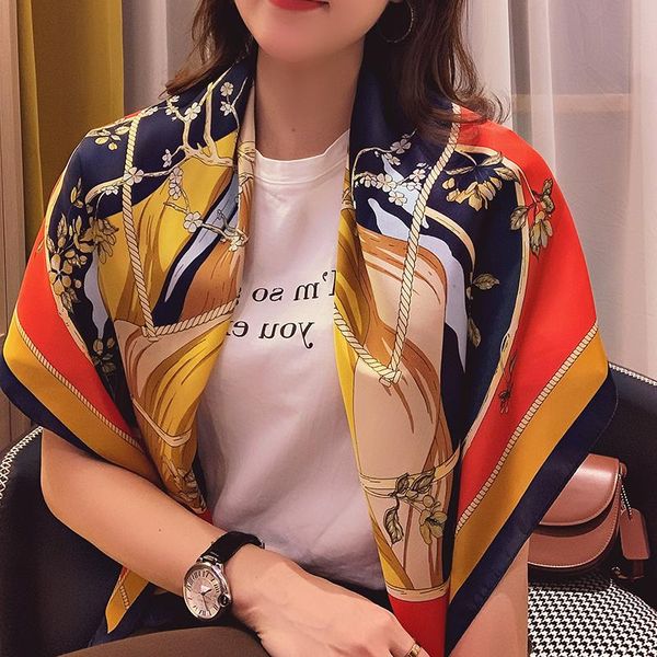 scarves 2021 high-grade satin kerchief print square bandana female 90x90cm neckerchief fashion silk scarf summer sunscreen shawl, Blue;gray
scarves 2021 high-grade satin kerchief print square bandana female 90x90cm neckerchief fashion silk scarf summer sunscreen shawl, Blue;gray