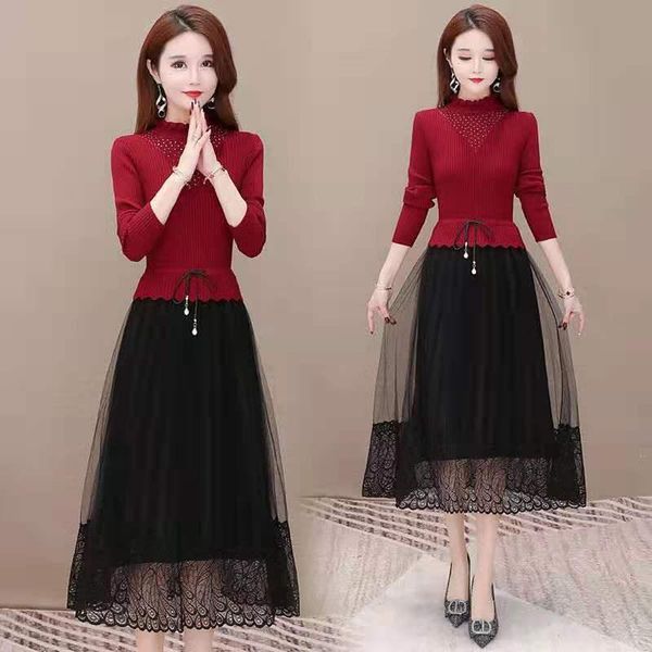 casual dresses women 2021 autumn winter elegant knitted patchwork dress female long sleeve sweater ladies slim vestidos d138, Black;gray
casual dresses women 2021 autumn winter elegant knitted patchwork dress female long sleeve sweater ladies slim vestidos d138, Black;gray