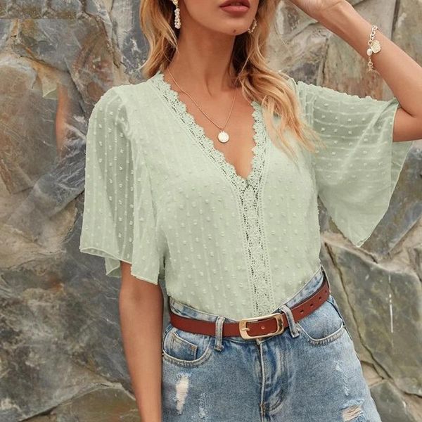 women's blouses & shirts women blouse solid color dot butterfly sleeve summer chiffon loose clothing casual shirt, White
women's blouses & shirts women blouse solid color dot butterfly sleeve summer chiffon loose clothing casual shirt, White