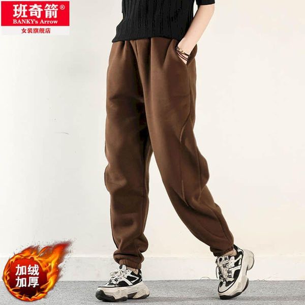 autumn and winter thickening plus velvet sweatpants female men students korean loose large size beamed harem pants trend trouser women', Black;white
autumn and winter thickening plus velvet sweatpants female men students korean loose large size beamed harem pants trend trouser women', Black;white