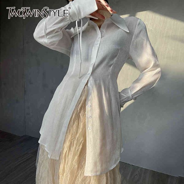 white casual lace up shirt for women lapel long sleeve single breasted blouses females summer style 210524
white casual lace up shirt for women lapel long sleeve single breasted blouses females summer style 210524
