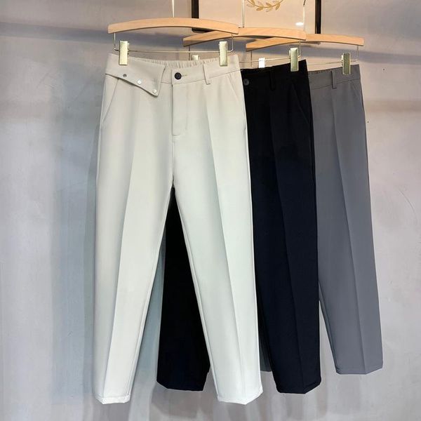 men's suits & blazers 2021 autumn winter drape trousers straight and silky thin casual loose black white suit for men, White;black
men's suits & blazers 2021 autumn winter drape trousers straight and silky thin casual loose black white suit for men, White;black